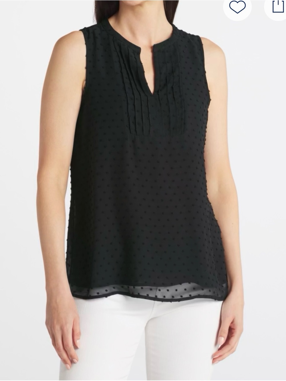 41 Hawthorn Black Sleeveless Swiss Dot Pintuck Camisole